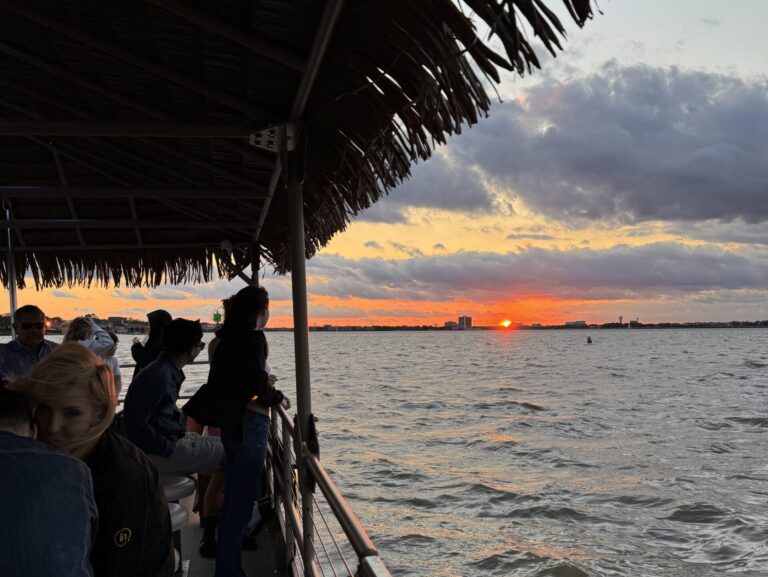 People watched sunset on a party boat of Gulf Coast Party Boats at Gulf Coast, Houston, Texas